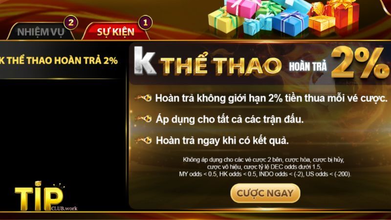 Các Khuyến Mãi Cực Khủng Tại Tipclub