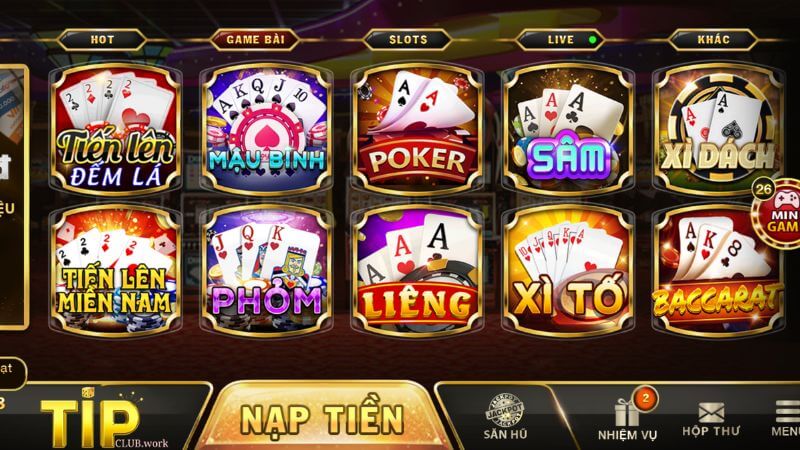 Sảnh Game Bài Đổi Thưởng Hấp Dẫn Tại TipClub